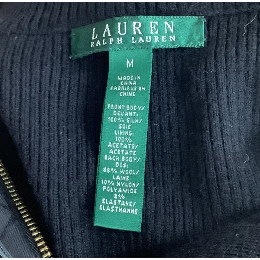 Lauren Ralph Lauren Equestrian Bishop Sweater Silk Wool Zip Cardigan Womens Sz M - Picture 6 of 7
